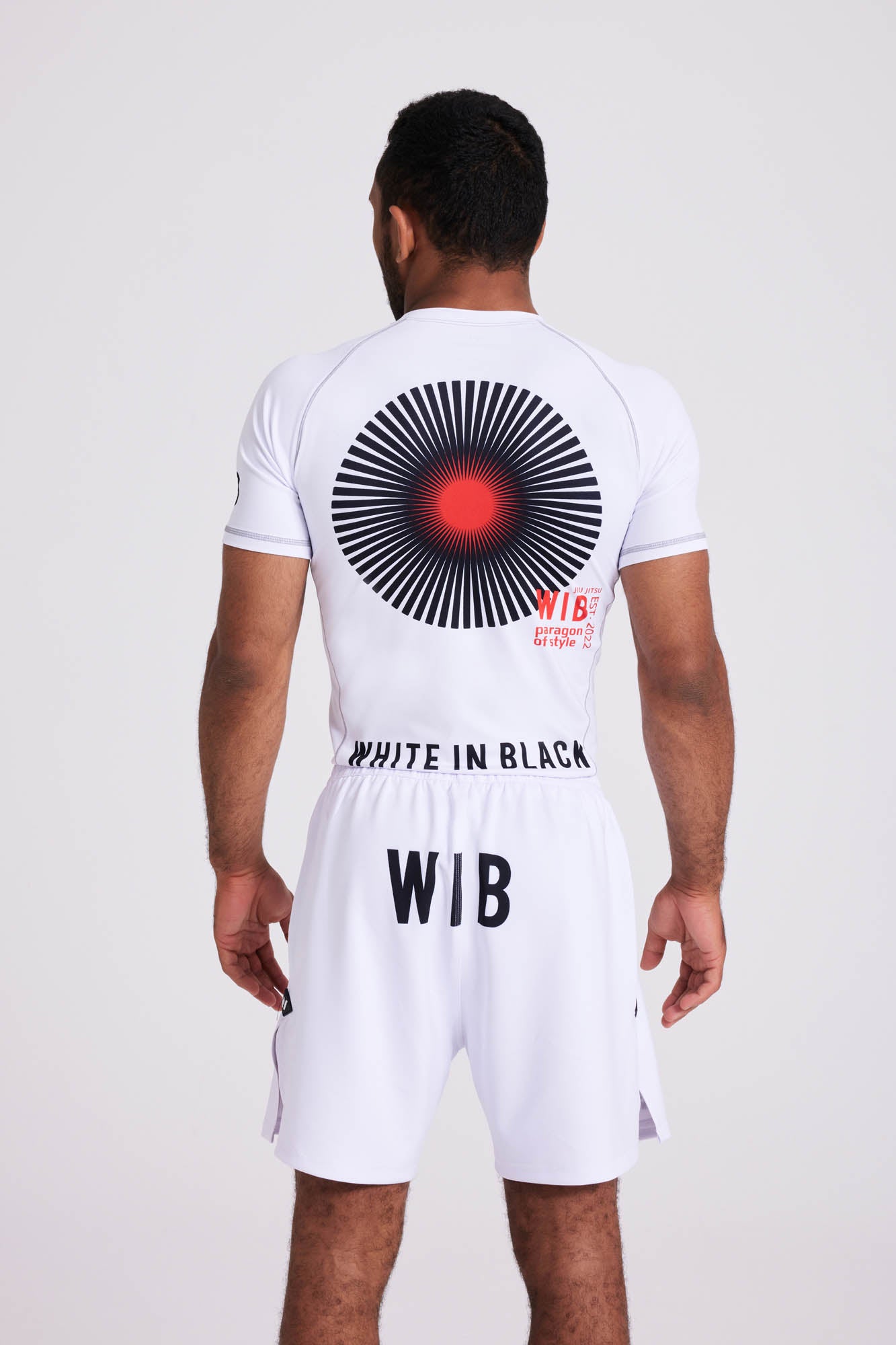COLL1: White Rash Guard – White in Black